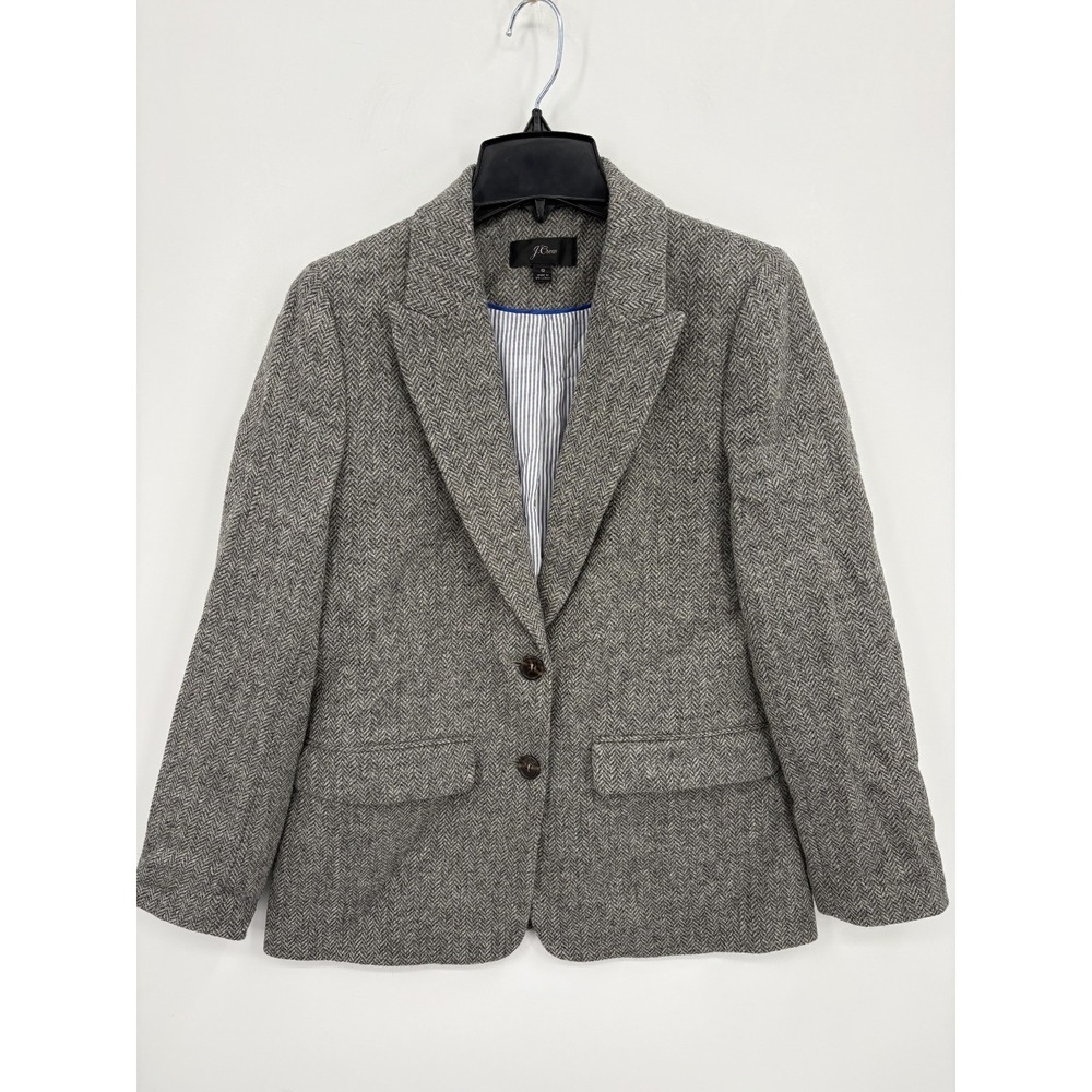 J.Crew Sommerset Blazer In Graphite English Wool Herringbone Women's Sz 6 K0030
